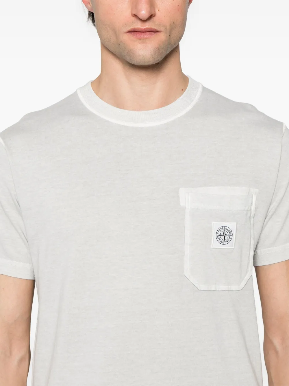 Stone Island T-shirt van biologisch katoen met Fissato-effect Grijs