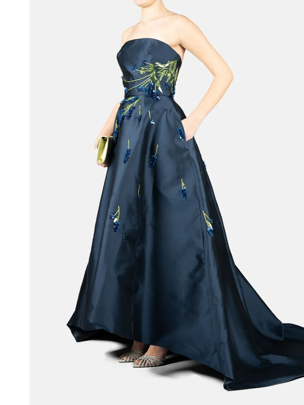 Monique Lhuillier Avondjurk met bloemenprint Blauw