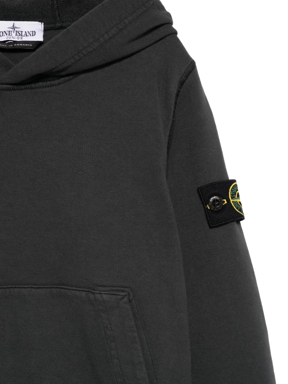 Stone Island Junior Hoodie met jersey textuur Grijs