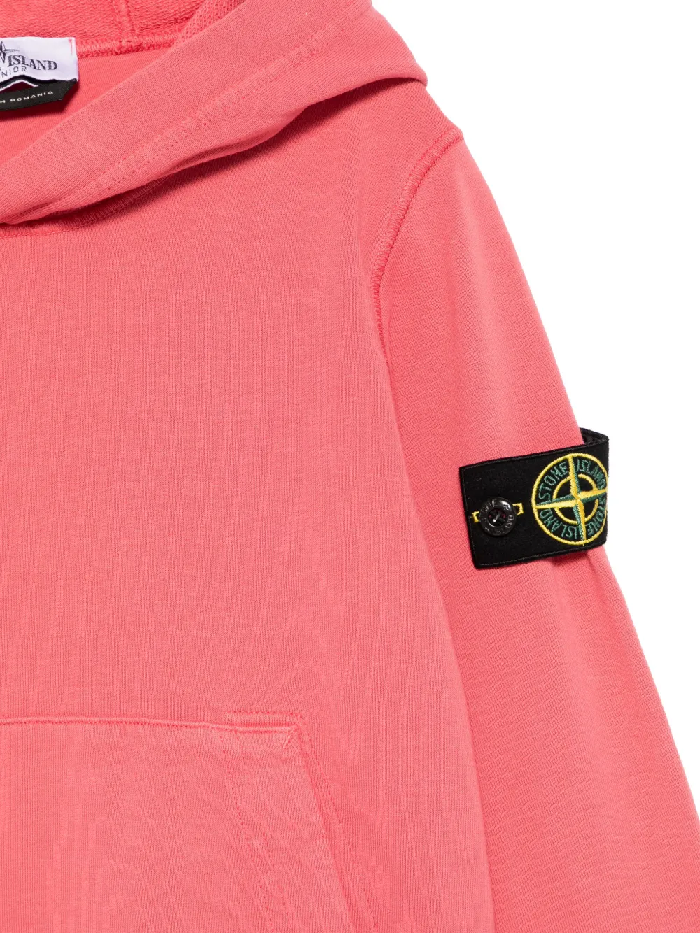 Stone Island Junior Hoodie met jersey textuur Roze