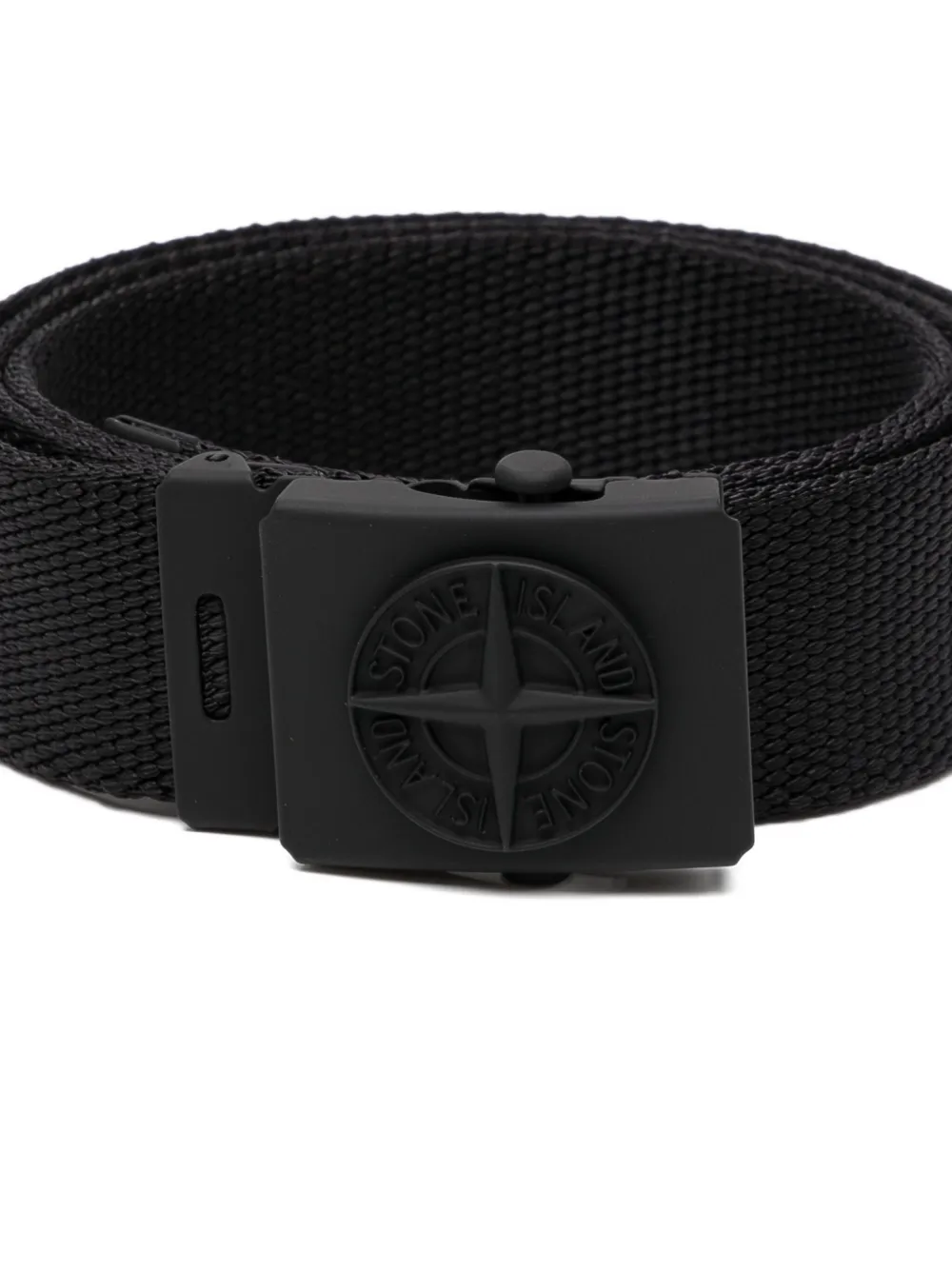 Stone Island Junior Riem met Compass-reliëf Zwart