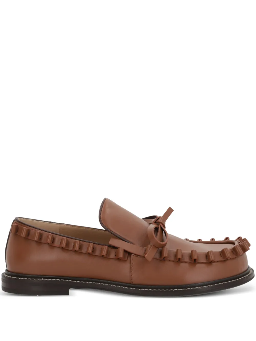 JW Anderson Leren loafers met ruches Bruin