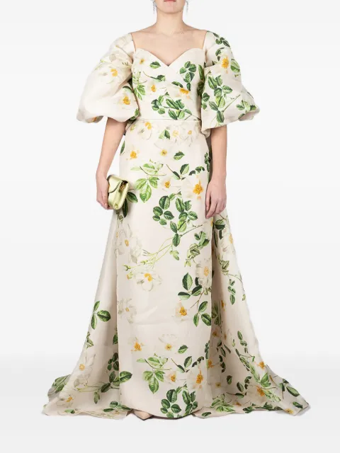 Monique Lhuillier floral-print silk cape