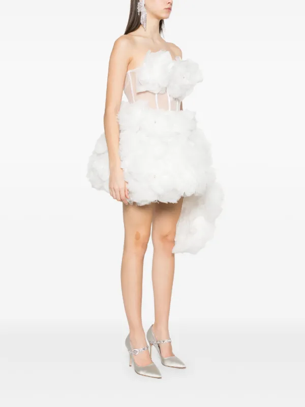 Floral Appliqué Tulle Mini Dress