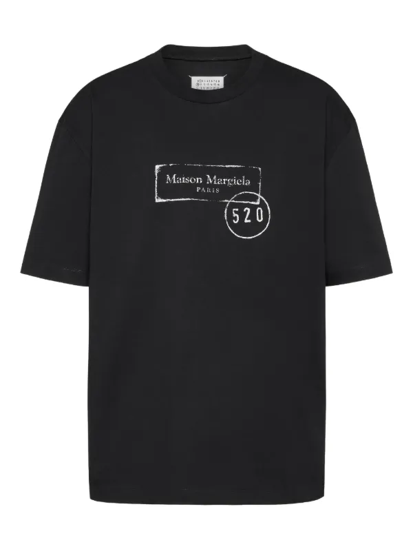 MM6 Maison Margiela logo-print cut-out T-shirt | Black