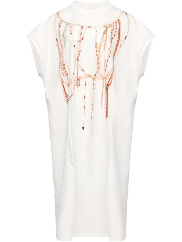 MM6 Maison Margiela Bead Detailing Maxi Dress in White