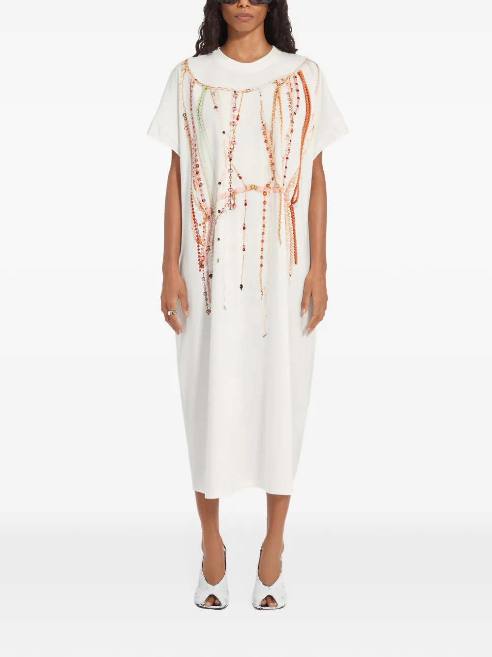 MM6 Maison Margiela Abito lungo con perline - Bianco