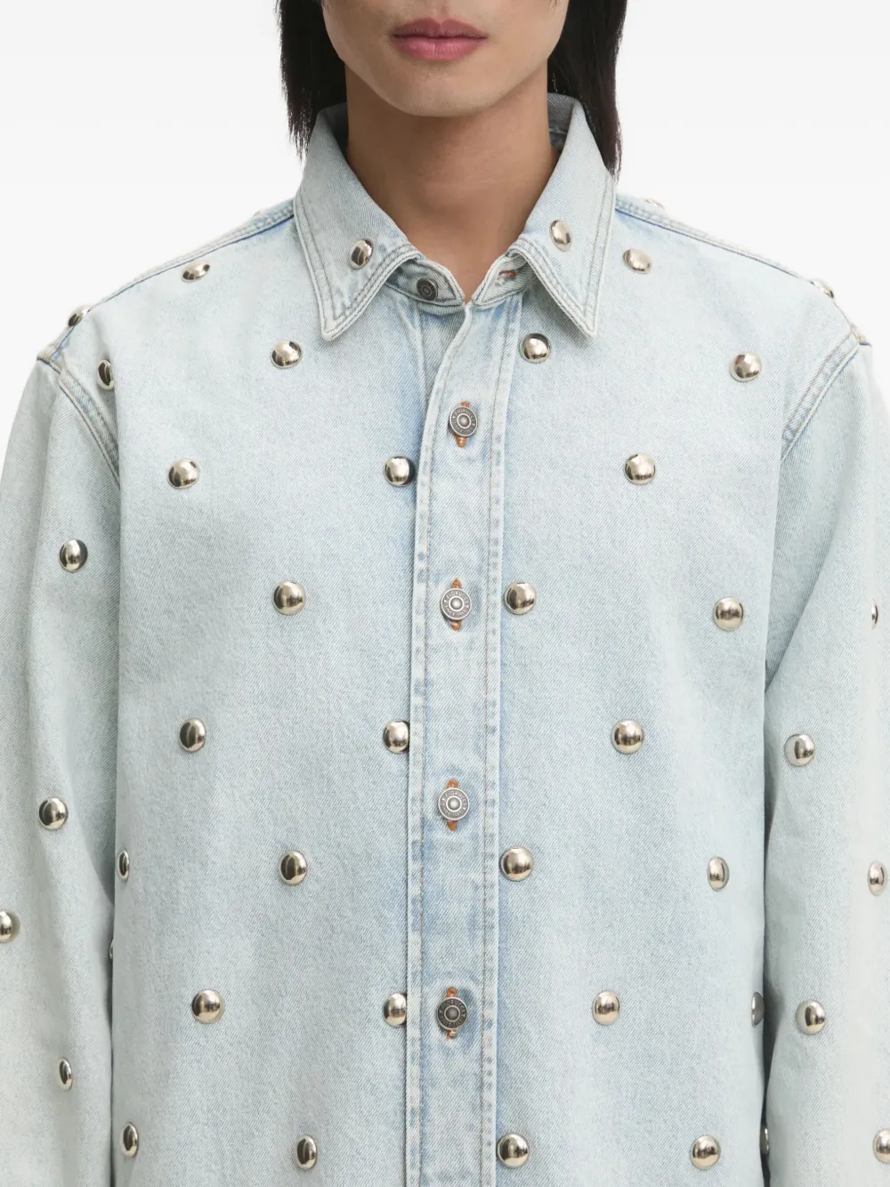 Fiorucci studded denim shirt Blauw