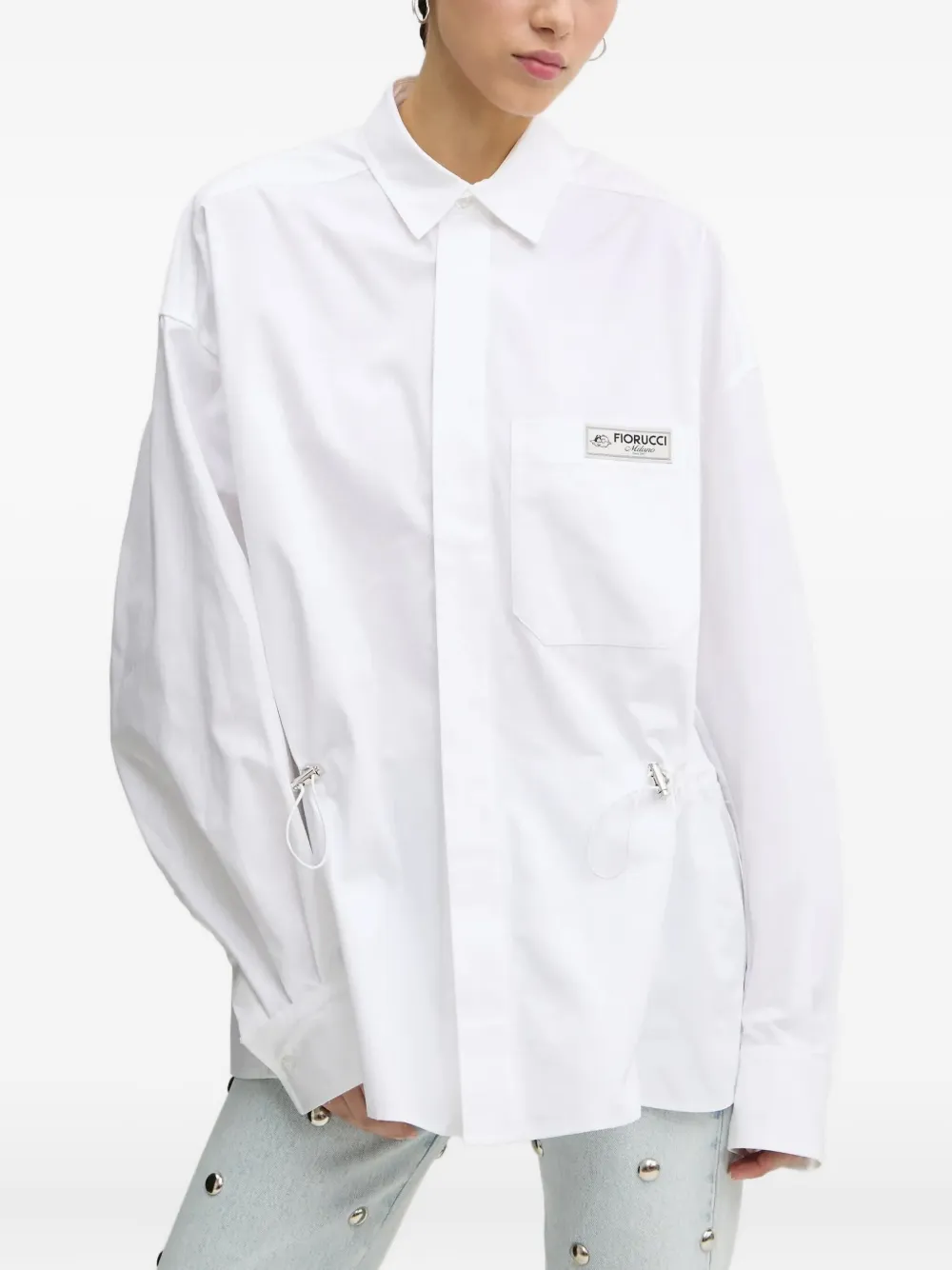 Fiorucci Drawstring Patch Shirt In White
