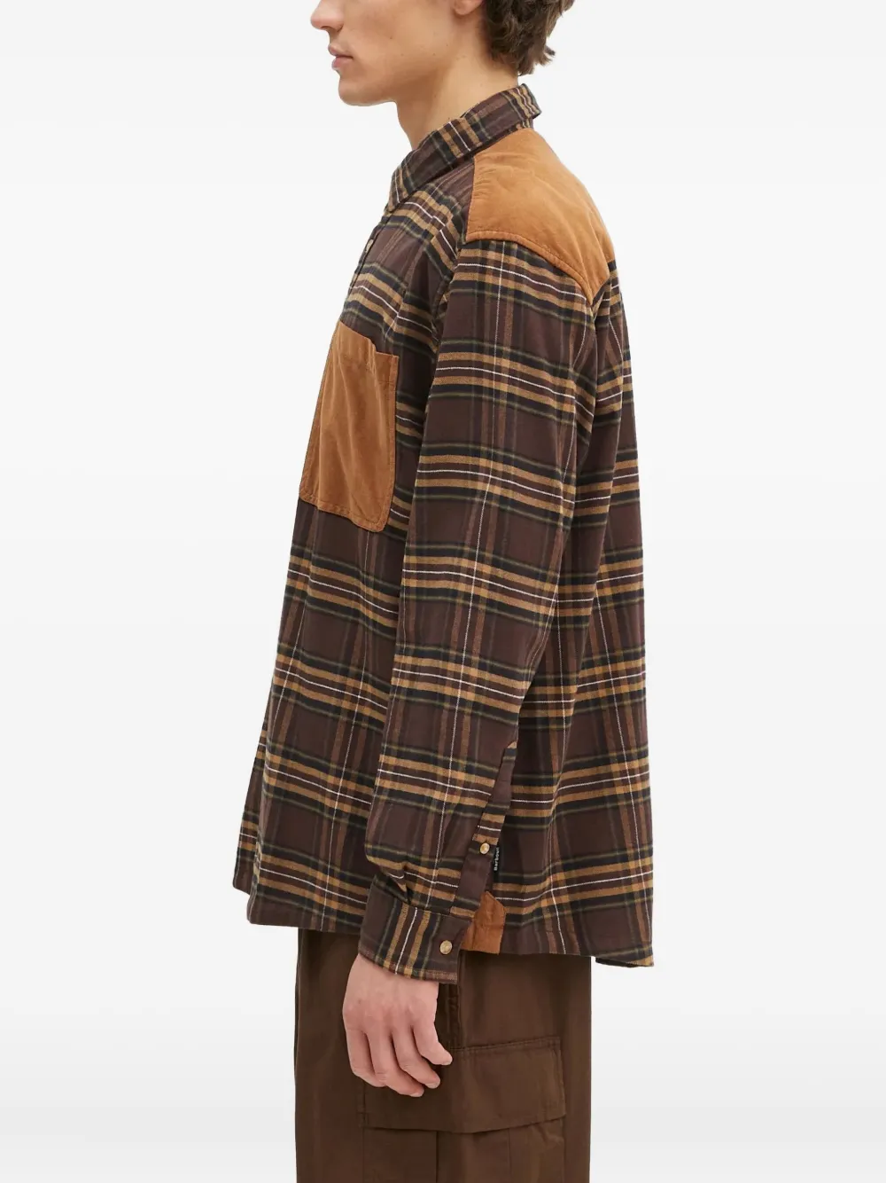 Barbour Geruit overhemd met ribfluwelen vlak Bruin