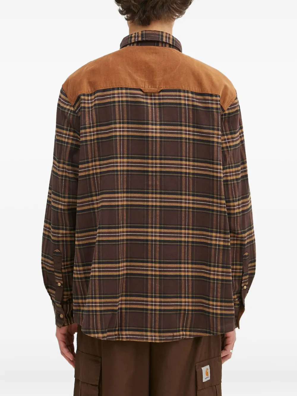 Barbour Geruit overhemd met ribfluwelen vlak Bruin