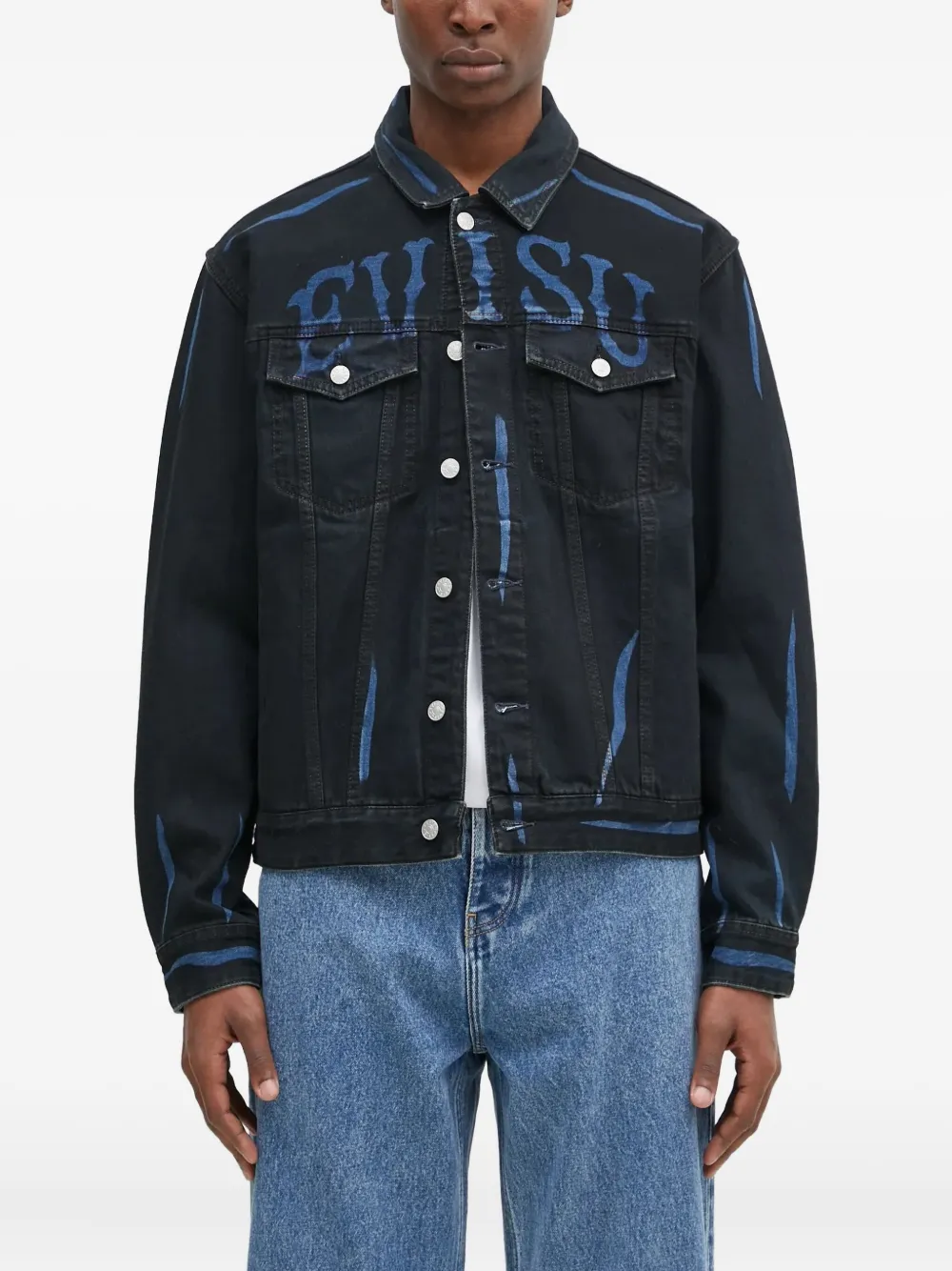 EVISU buttoned graphic jacket | Black | Image 1