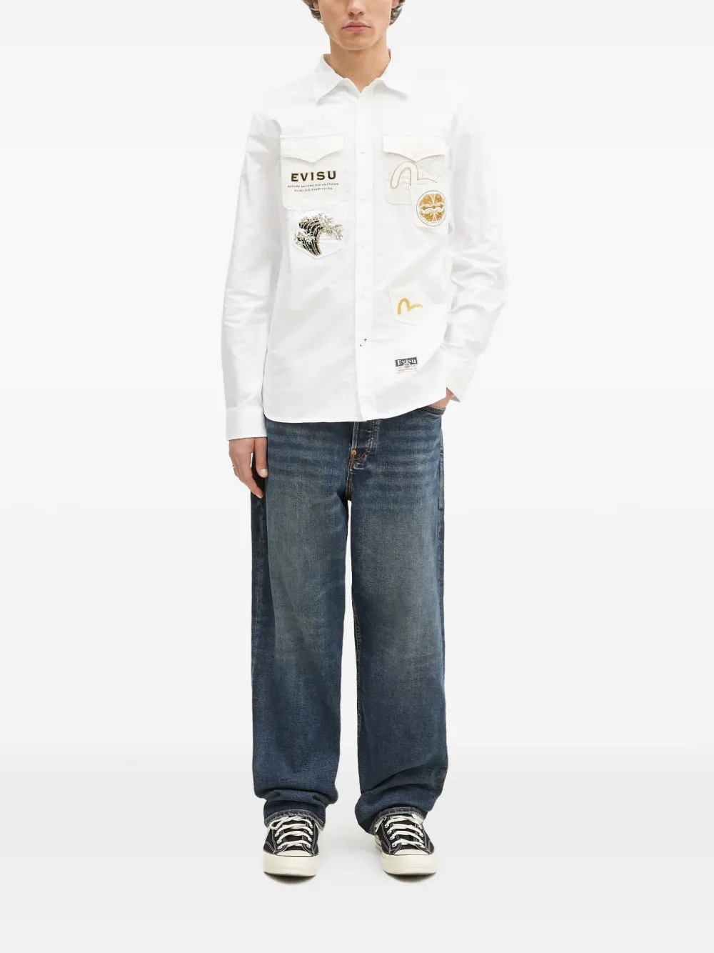 EVISU pocket-embroidered shirt - Wit