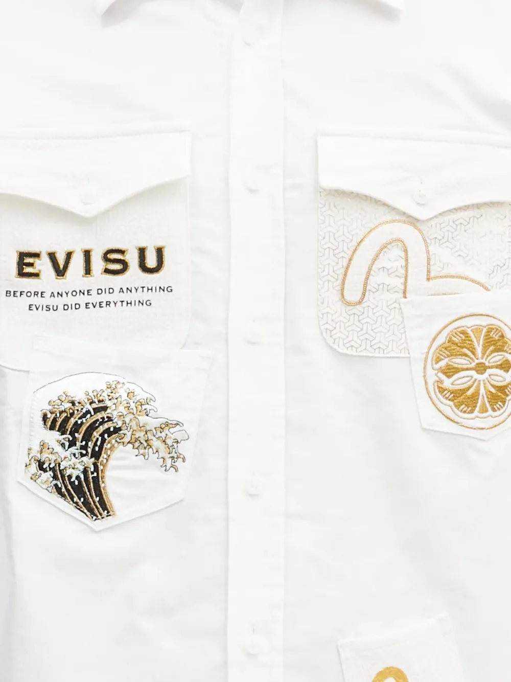 EVISU Overhemd met geborduurde zak Wit