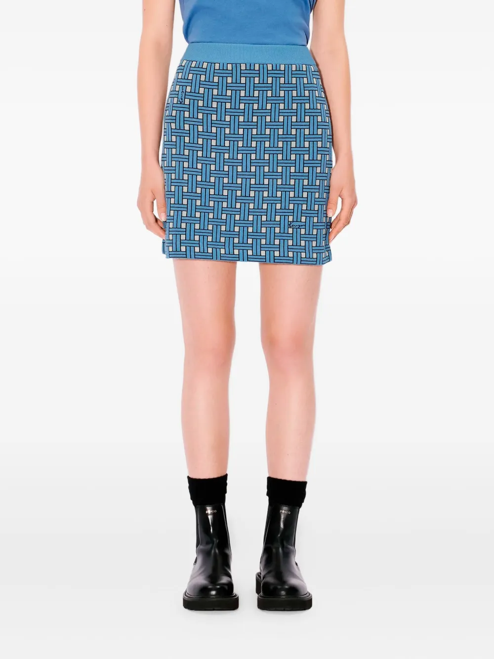 Kenzo Weave woven-patterned mini skirt - Blauw
