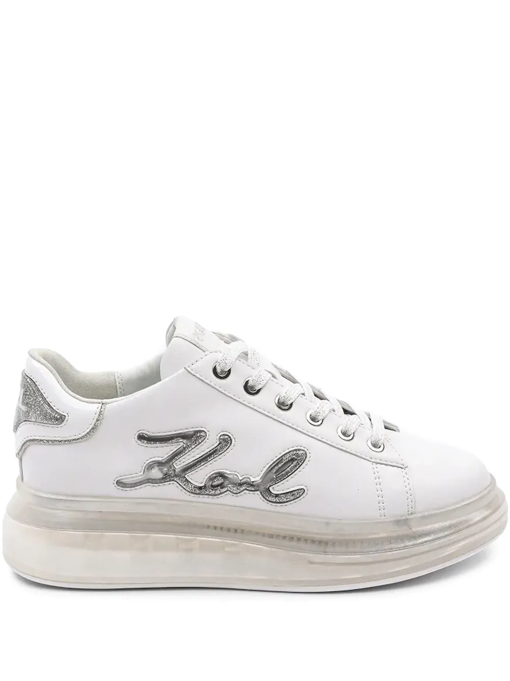 Karl Lagerfeld Kapri Leather Platform Sneakers In White
