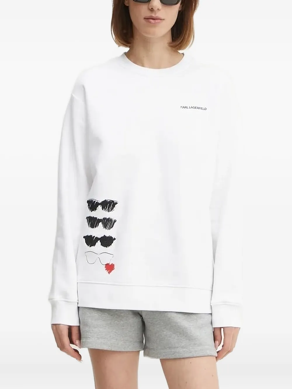 Karl Lagerfeld Sunglasses-print Sweatshirt In White