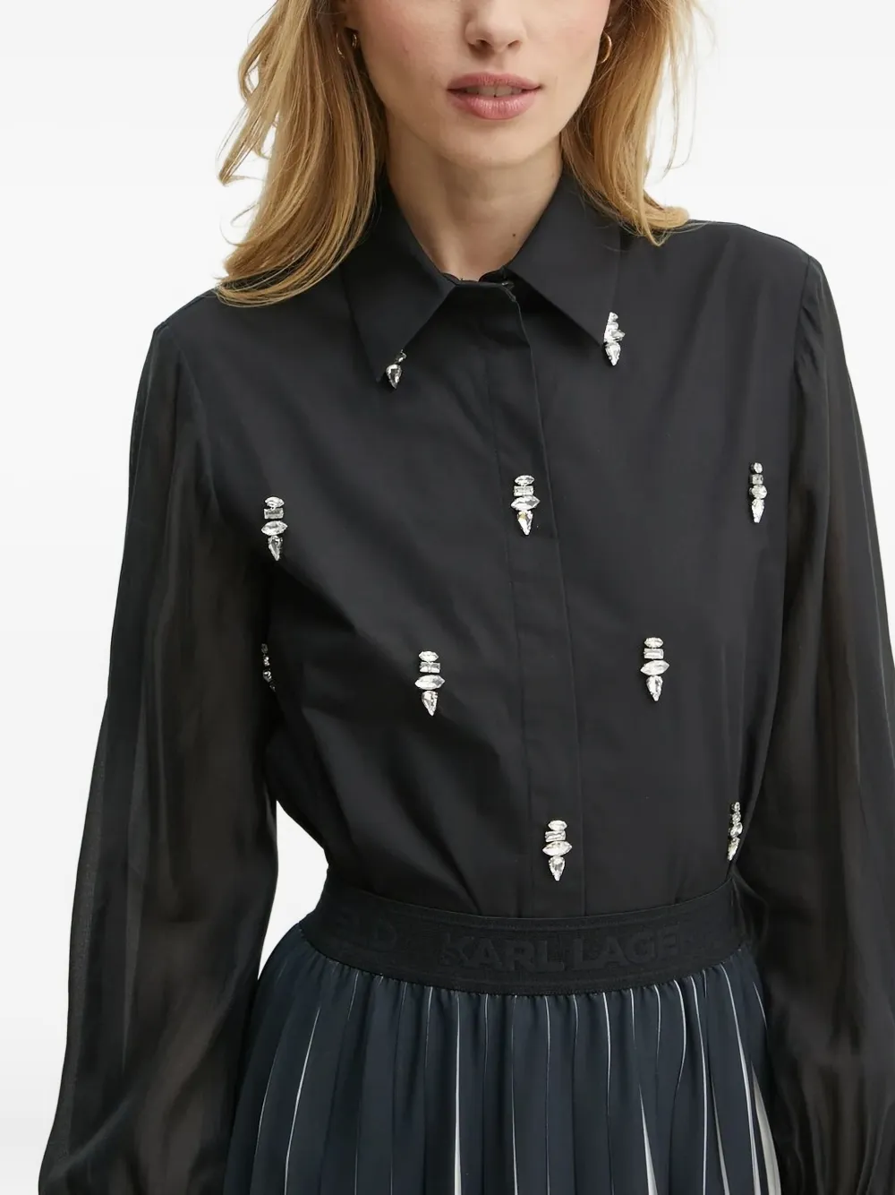 Karl Lagerfeld Crystal-embellished Shirt In Black