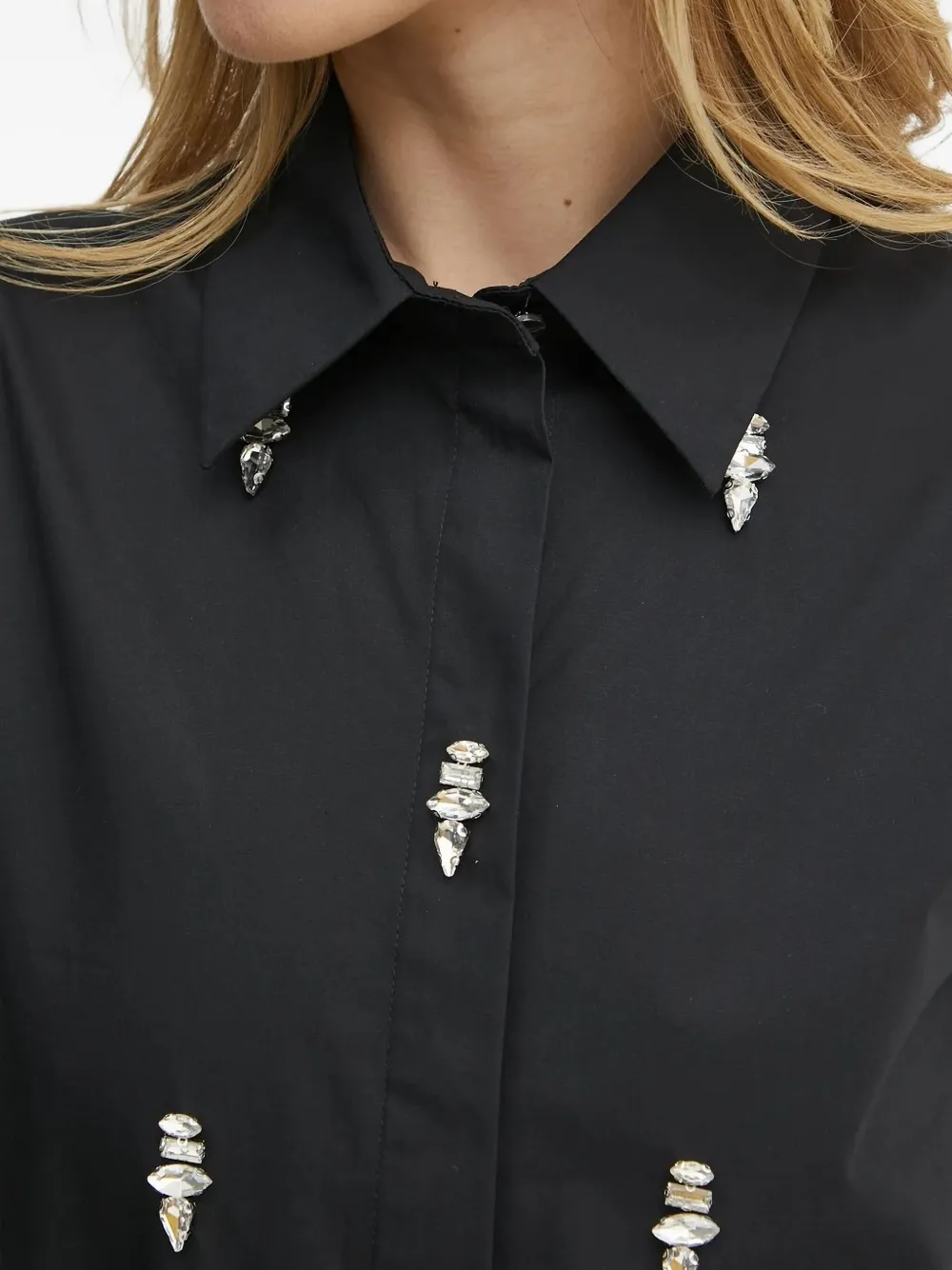 Karl Lagerfeld Crystal-embellished Shirt In Black