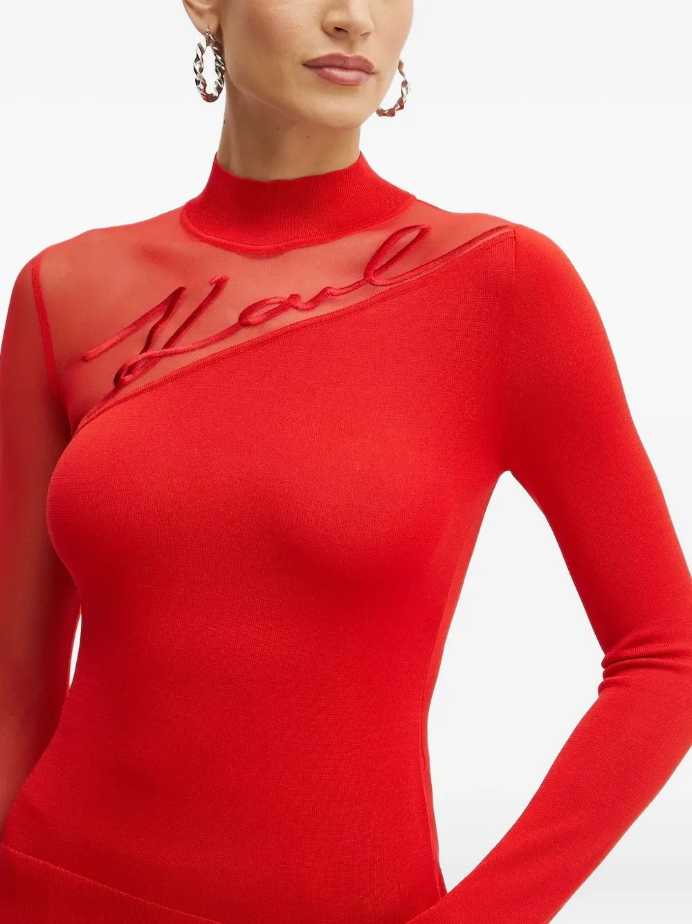 Karl Lagerfeld Top met hoge hals Rood