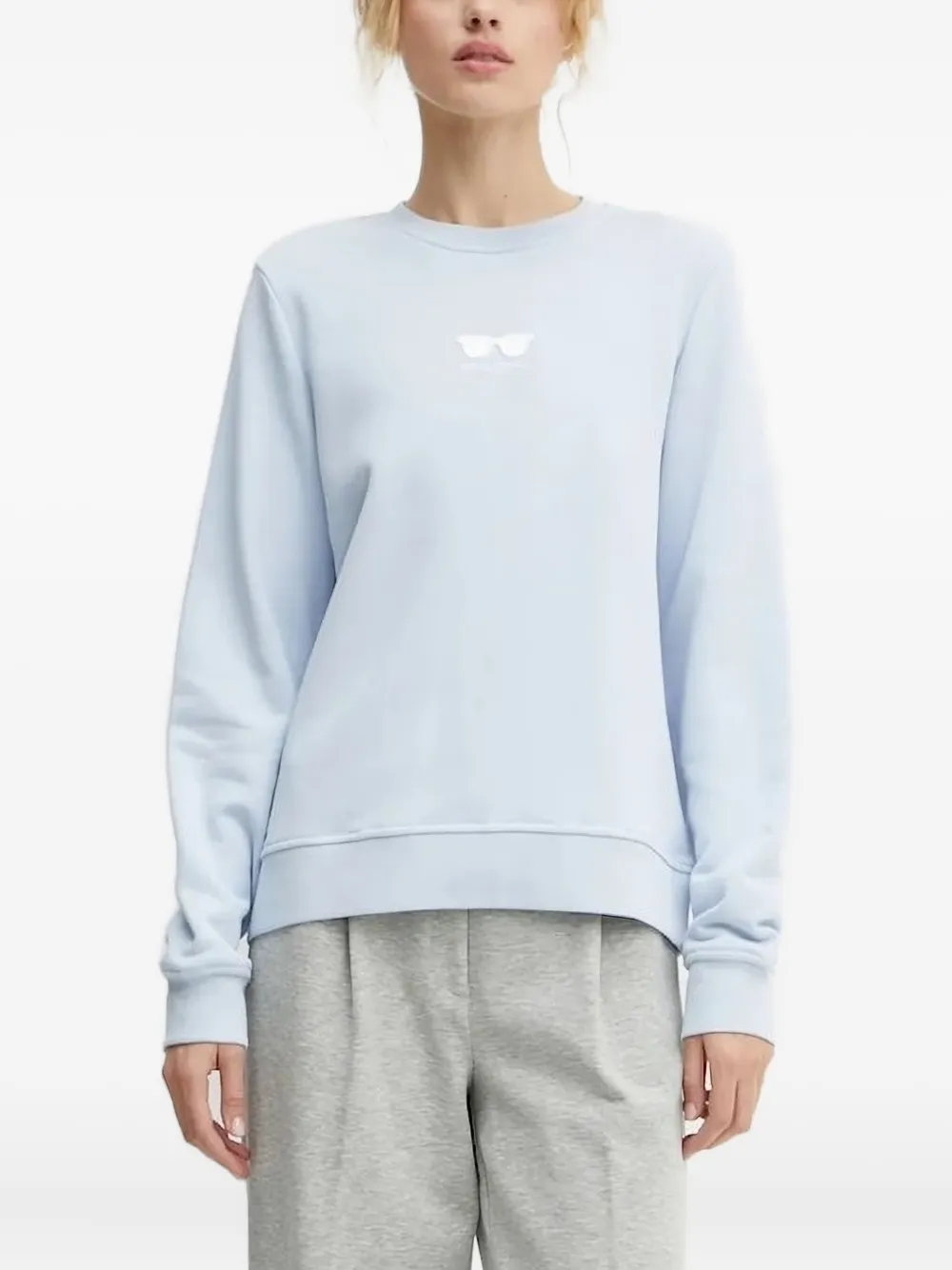 Karl Lagerfeld sunglasses-embroidered sweatshirt Blauw