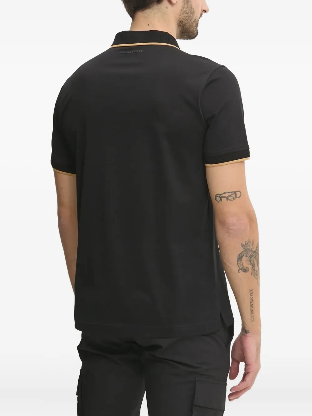 Karl Lagerfeld Poloshirt met contrasterende afwerking Zwart