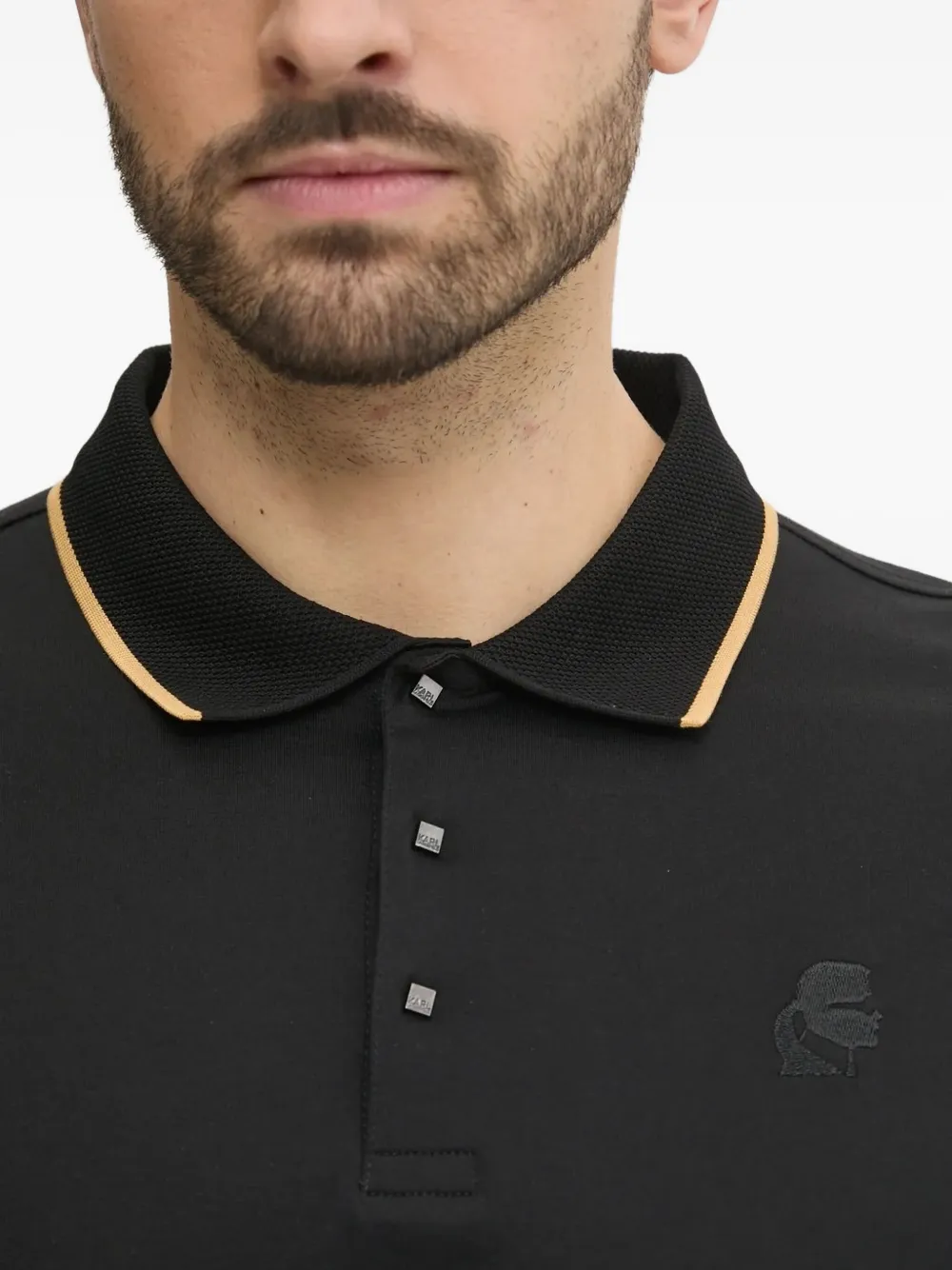Karl Lagerfeld Poloshirt met contrasterende afwerking Zwart