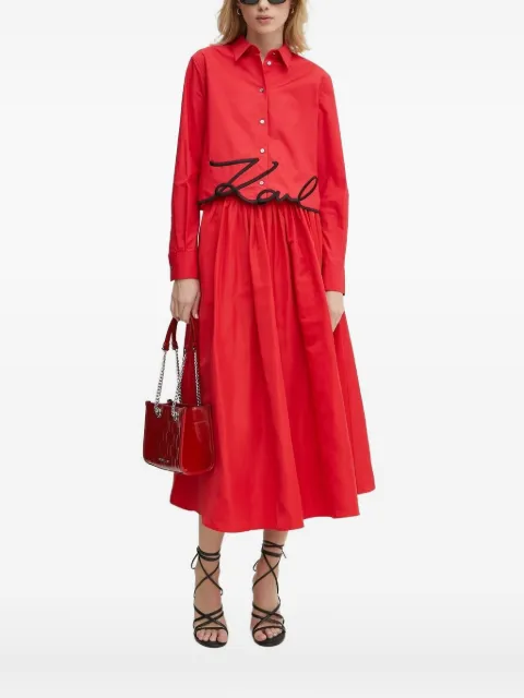 Karl Lagerfeld signature-embroidered organic-cotton shirt