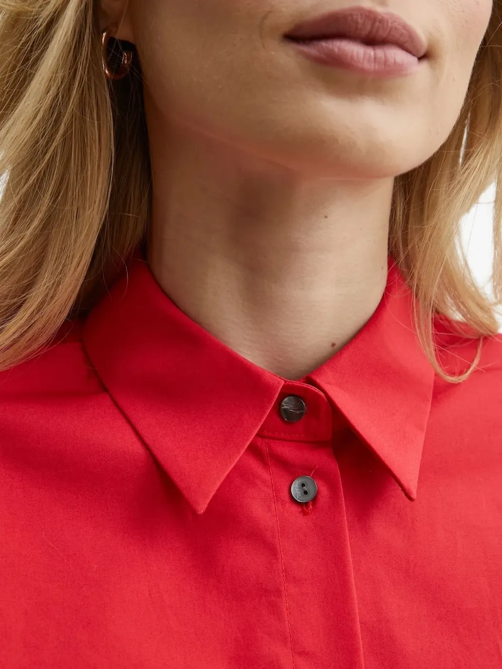 Karl Lagerfeld signature-embroidered organic-cotton shirt Rood