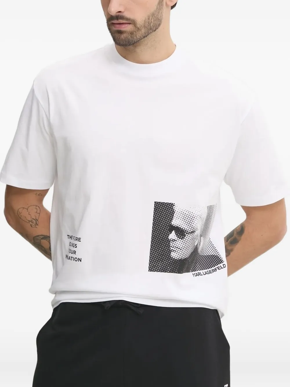 Karl Lagerfeld T-shirt met portretprint Wit