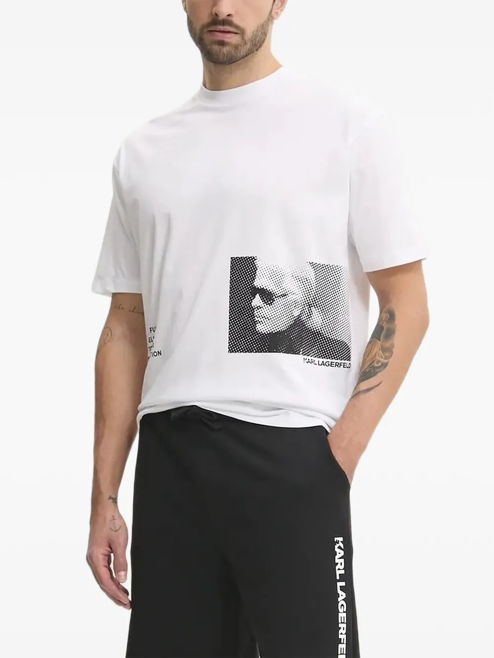 Karl Lagerfeld portrait-print T-shirt Wit