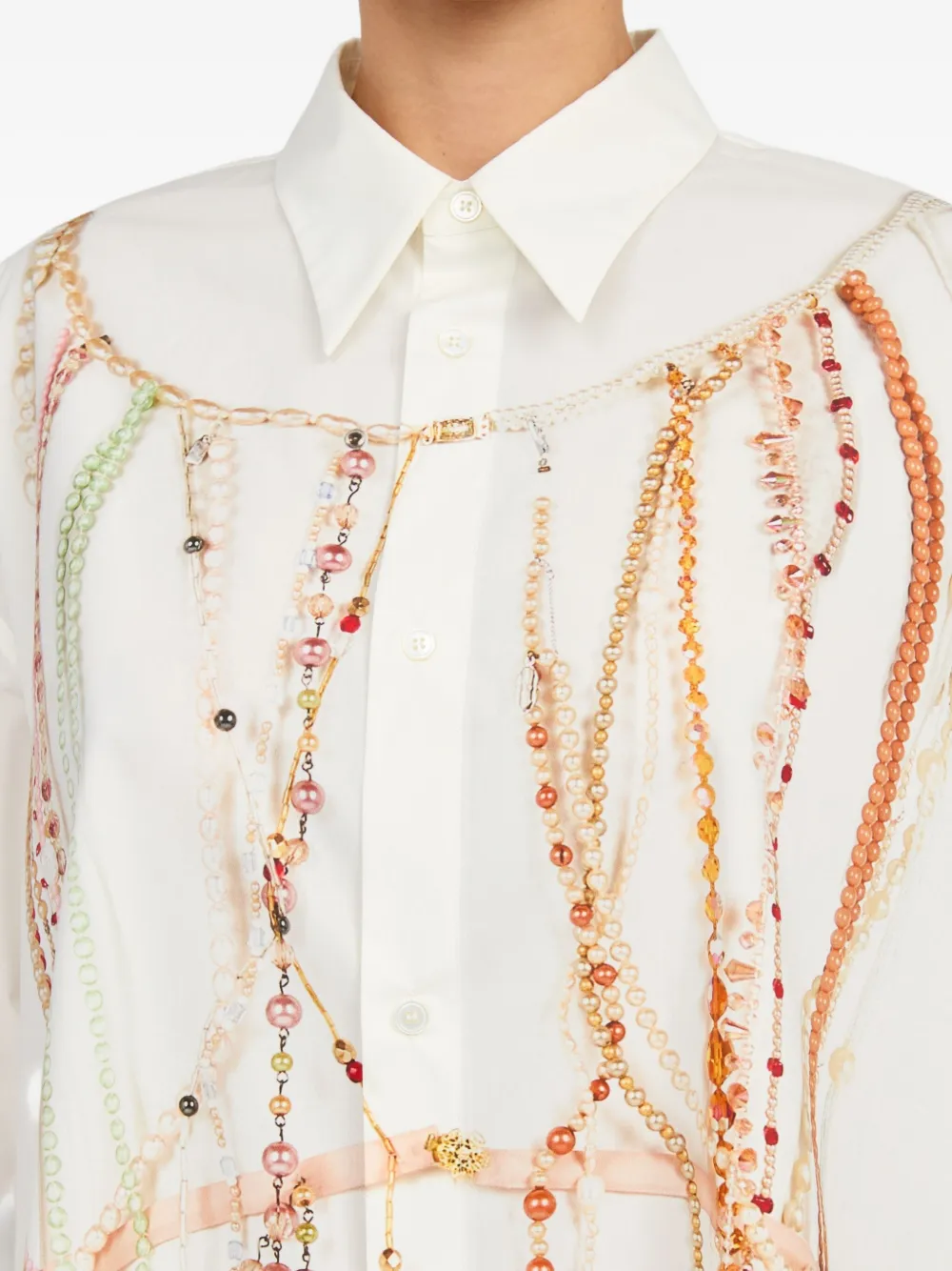 MM6 Maison Margiela ビーズディテール シャツドレス | ホワイト