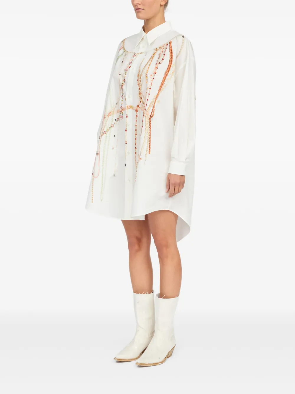 MM6 Maison Margiela Blousejurk met kralen detail Wit