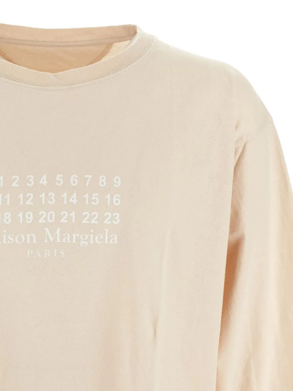 Maison Margiela T-shirt met logoprint en lange mouwen Beige