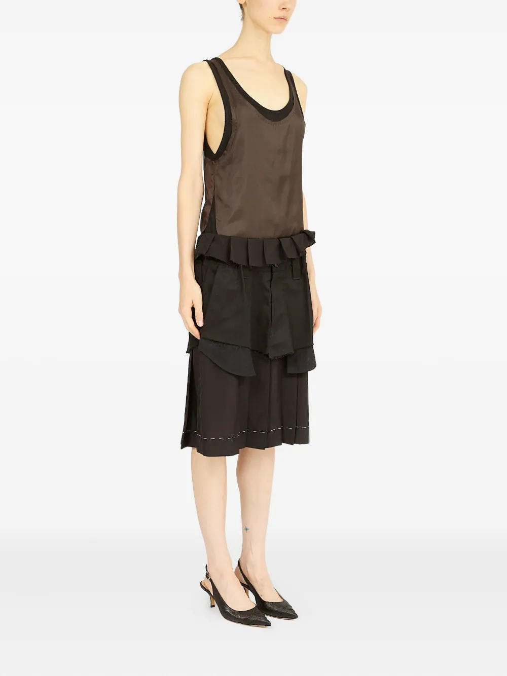 Maison Margiela Popeline midi-jurk Bruin