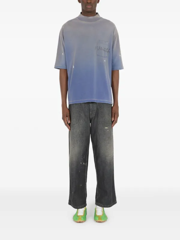 Tシャツ・カットソー Maison Margiela Light Blue Cotton T-Shirt With Logo Print MM6 Maison Margiela slogan-print T-shirt | Blue | FARFETCH