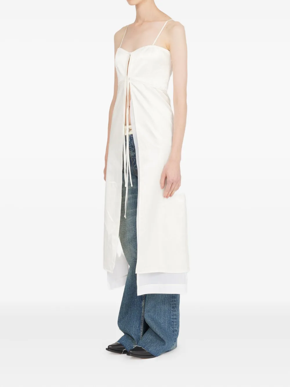Shop Mm6 Maison Margiela Sleeveless Midi Dress In White