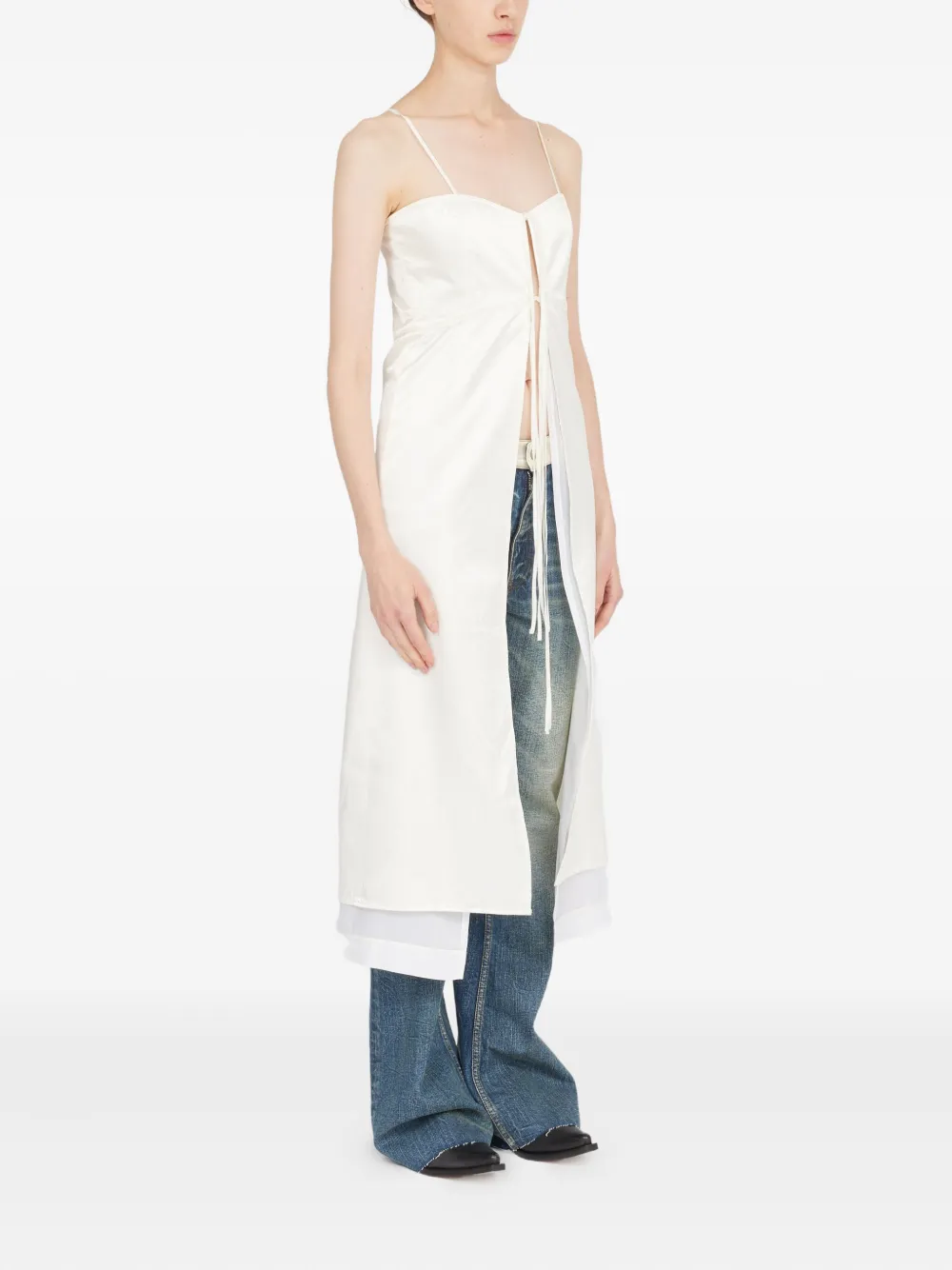 Shop Mm6 Maison Margiela Sleeveless Midi Dress In White