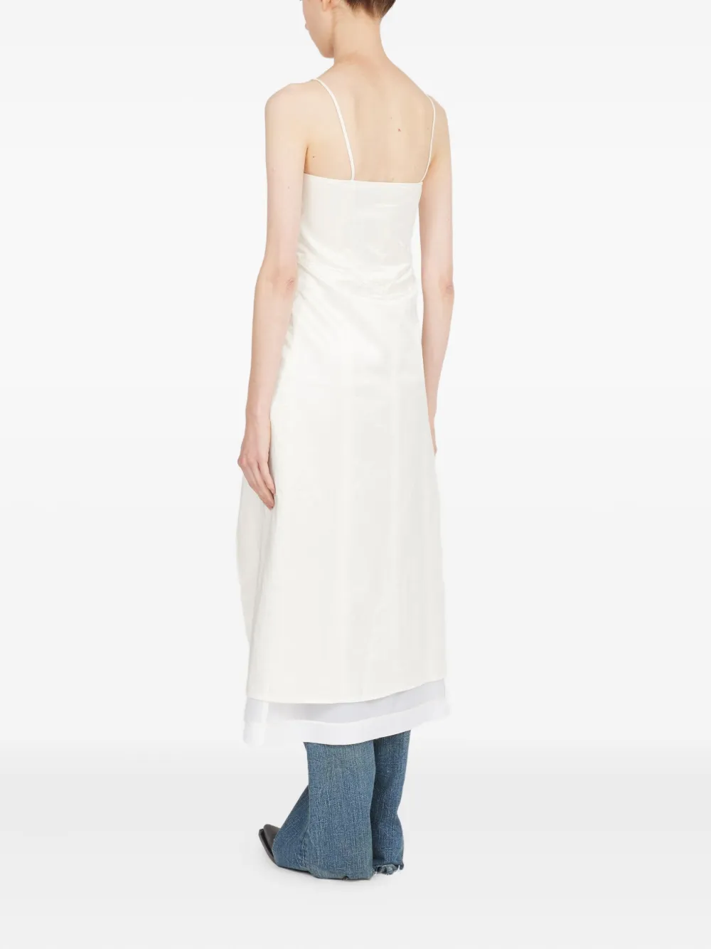 Shop Mm6 Maison Margiela Sleeveless Midi Dress In White