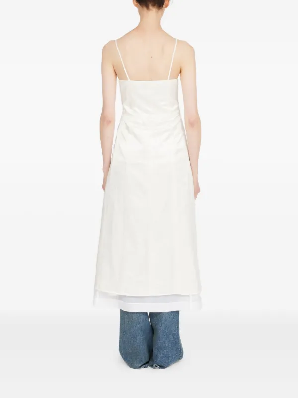 ワンピース MM6 MAISON MARGIELA Woman Dress White S62DG0047M35441 102 MM6 Maison Margiela Gathered Poplin Maxi Dress | White