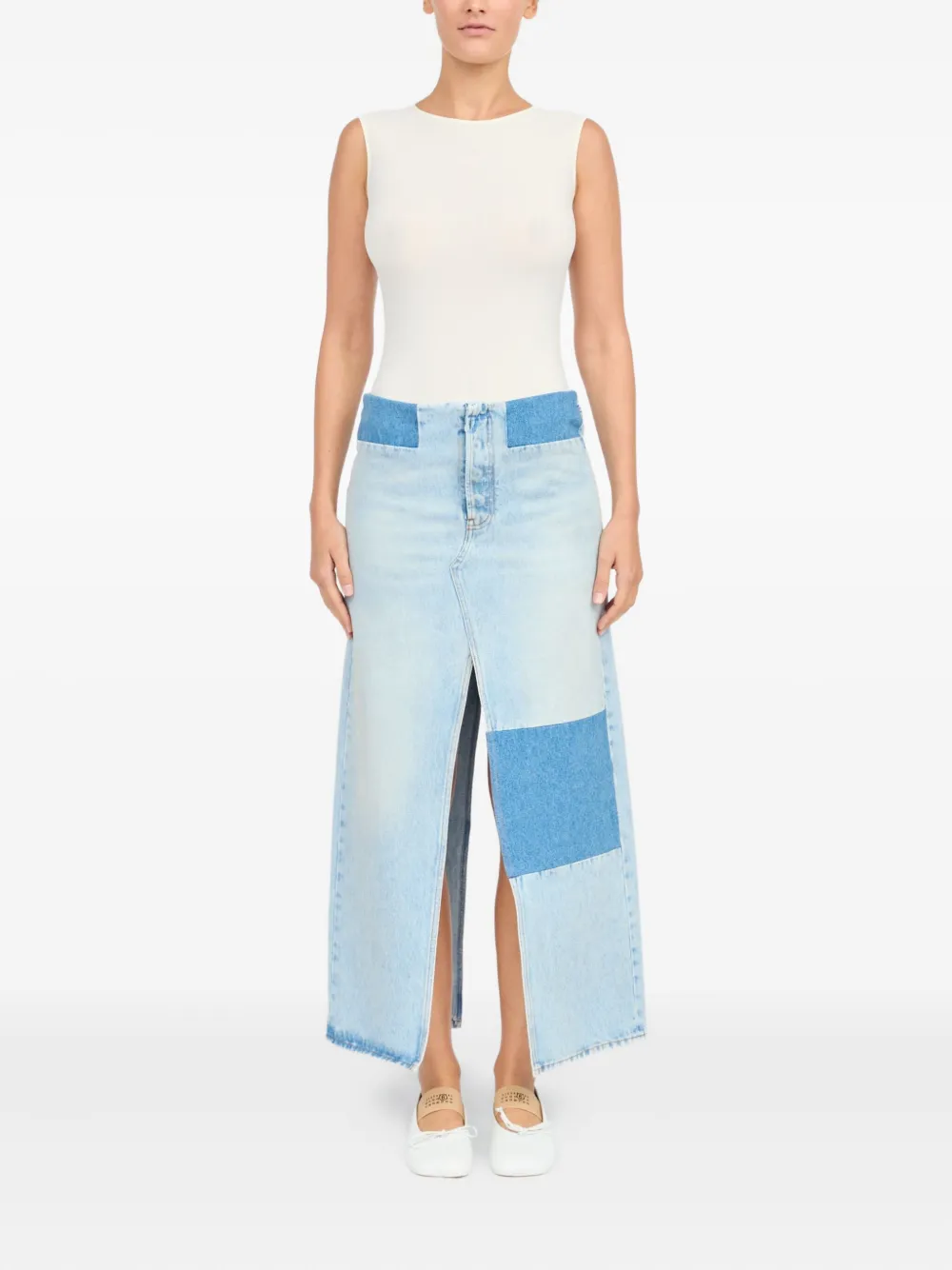 MM6 Maison Margiela patchwork denim skirt - Blauw