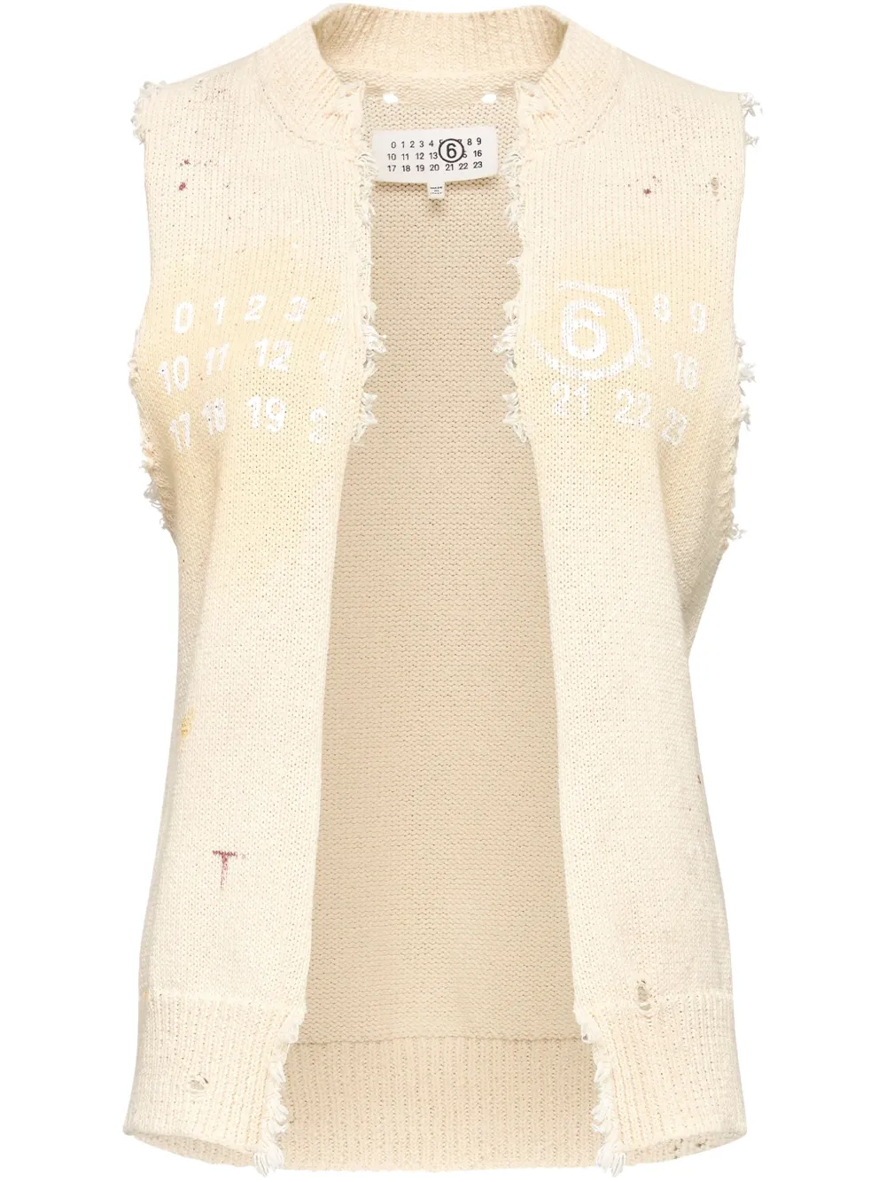 MM6 Maison Margiela Gilet met kenmerkend nummerpatroon Beige