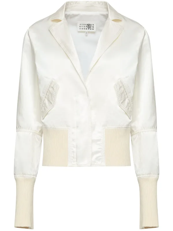 MM6 Maison Margiela Satin-finish Bomber Jacket in White