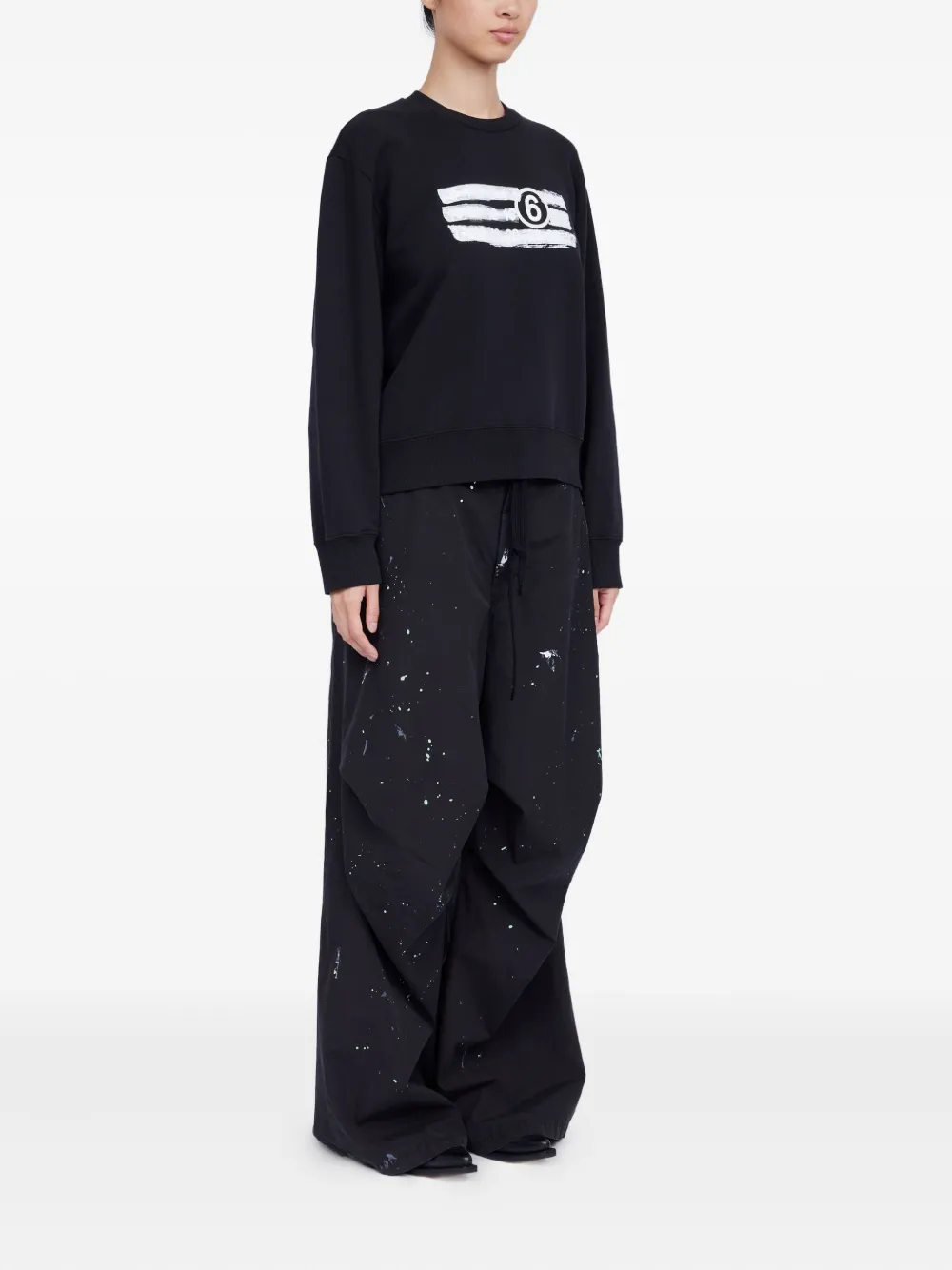 Shop Mm6 Maison Margiela Jersey Sweatshirt In Black