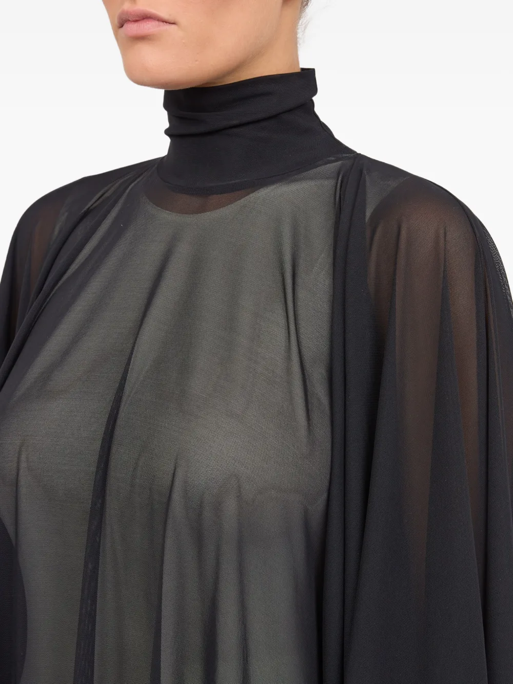 Shop Mm6 Maison Margiela Semi-sheer Mini Dress In 黑色