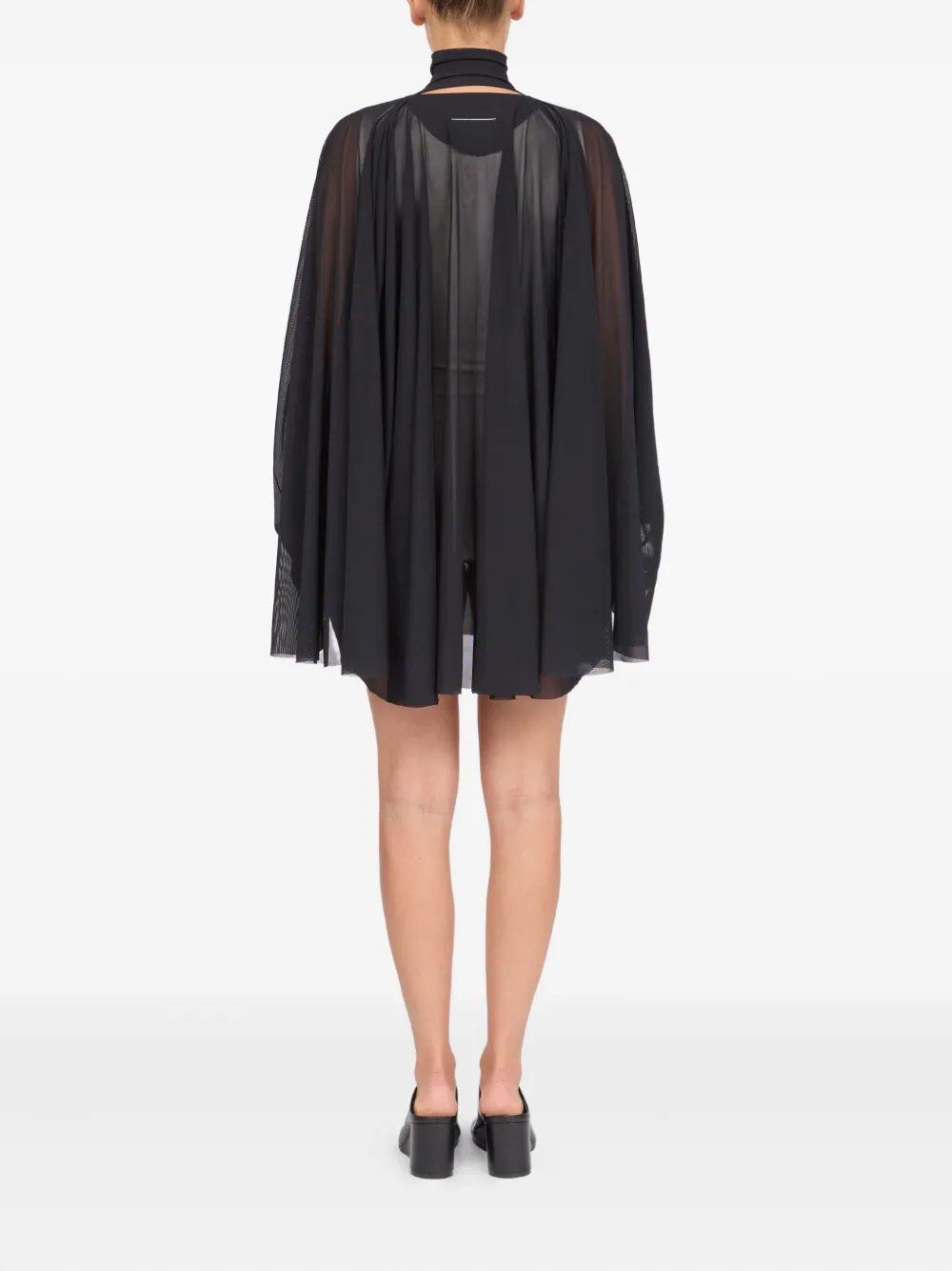 Shop Mm6 Maison Margiela Semi-sheer Mini Dress In 黑色