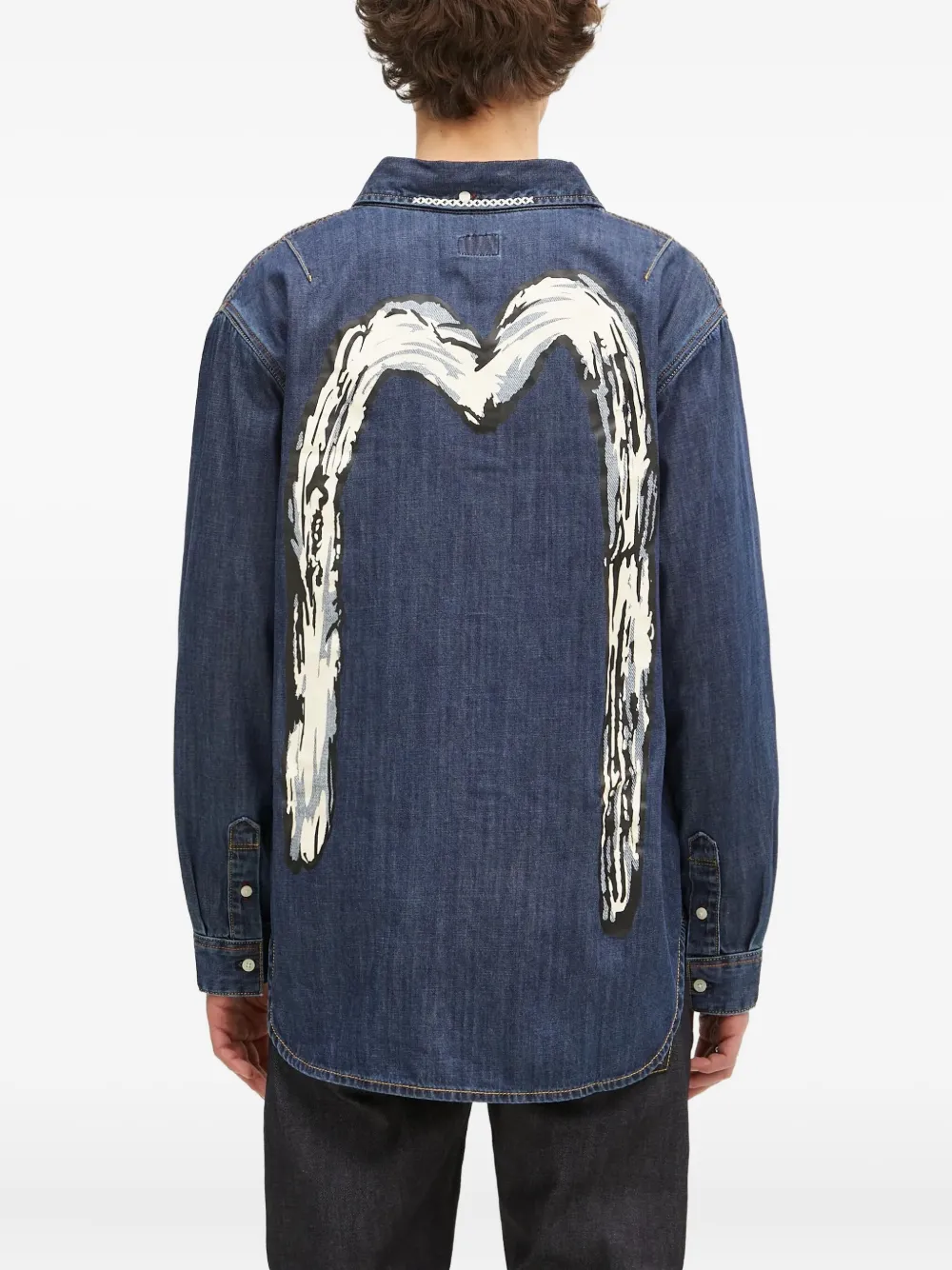 EVISU Overhemd met grafische print en zak Blauw
