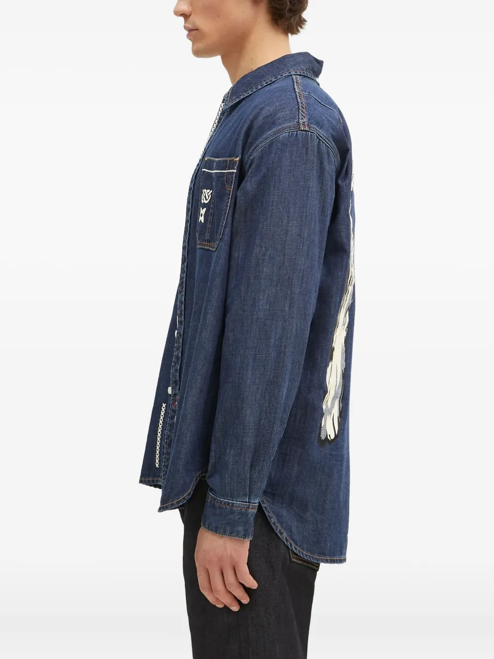 EVISU Overhemd met grafische print en zak Blauw