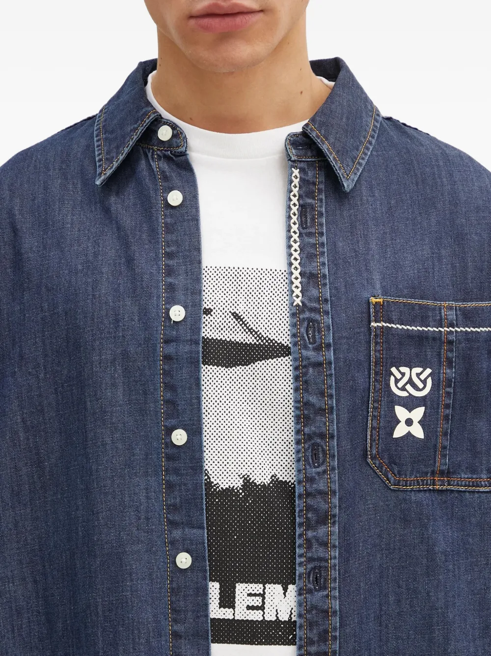 EVISU Overhemd met grafische print en zak Blauw