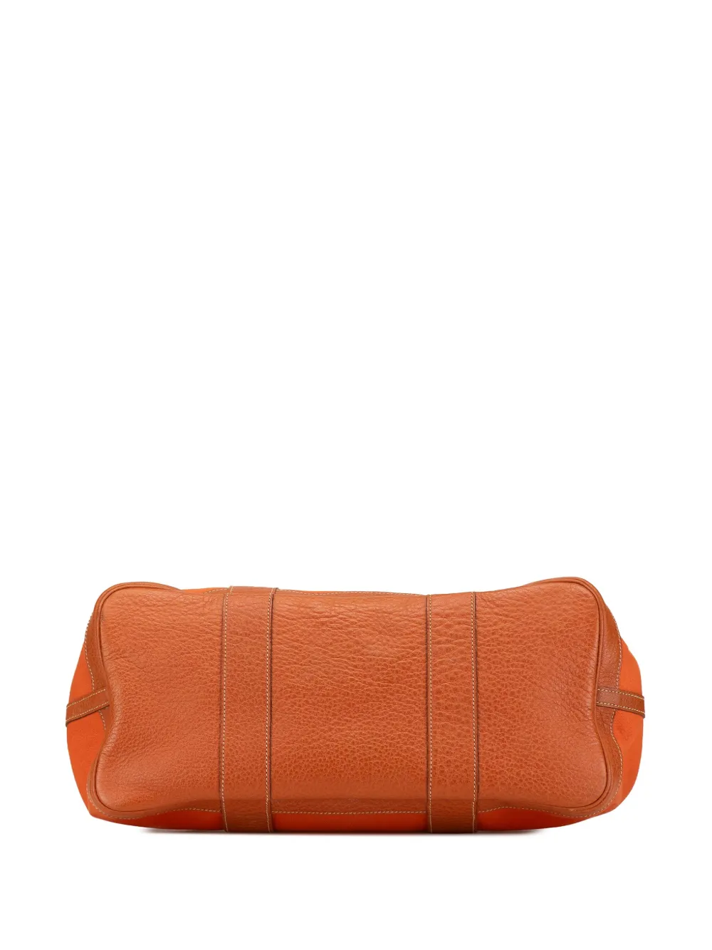 Pre-owned Hermes 2006 Toile And Negonda Garden Party 30 Satchel In Orange